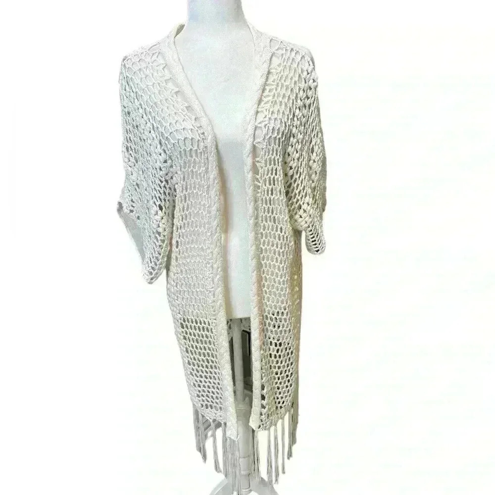 Westbound Crochet Tribal Kimono Size M - Picture 2 of 6